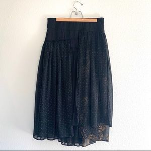Free People sheer black with gold midi maxi skirt